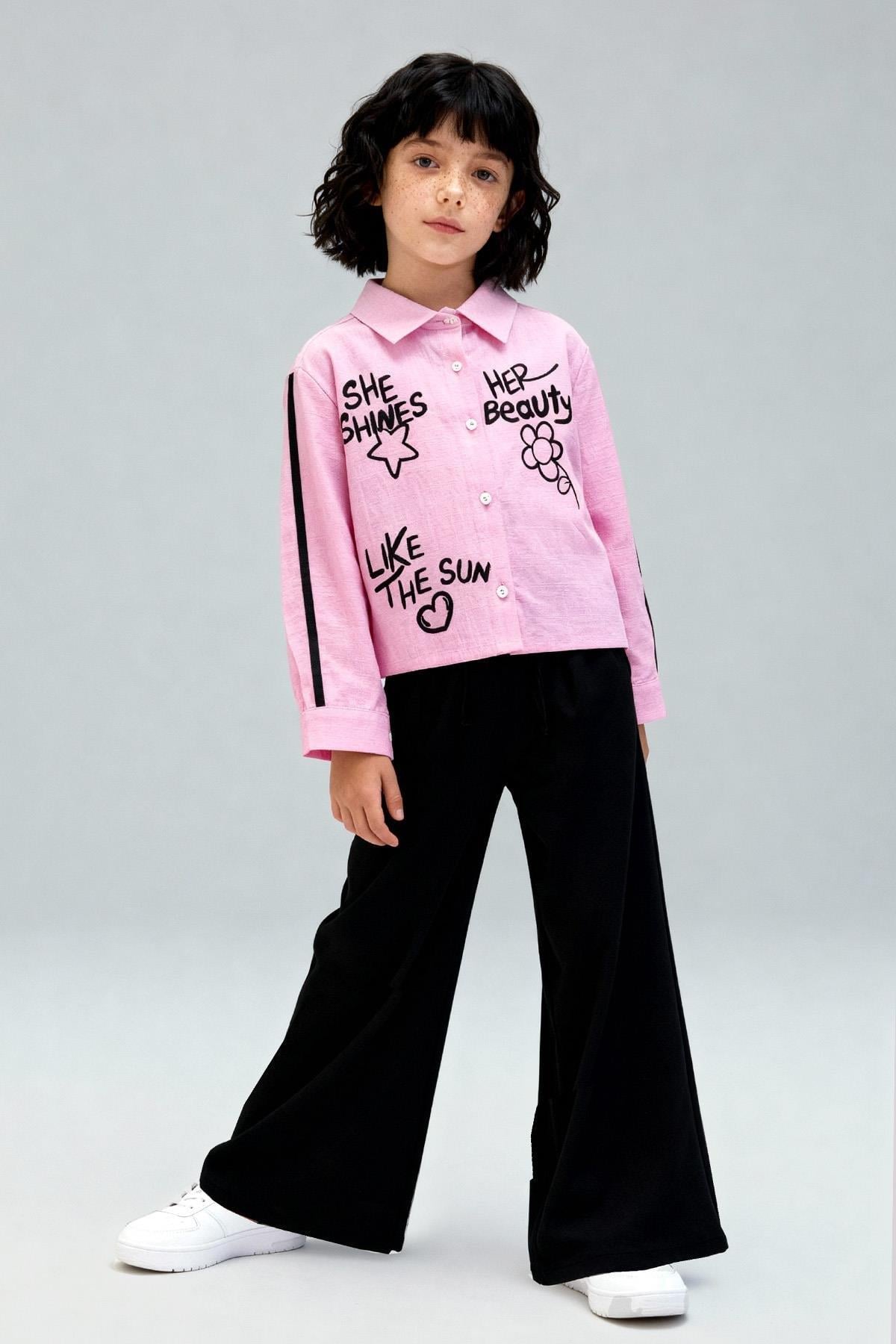 Tuffy Kız Çocuk Poplin Kumaş Gömlekli İkili Takım-03225