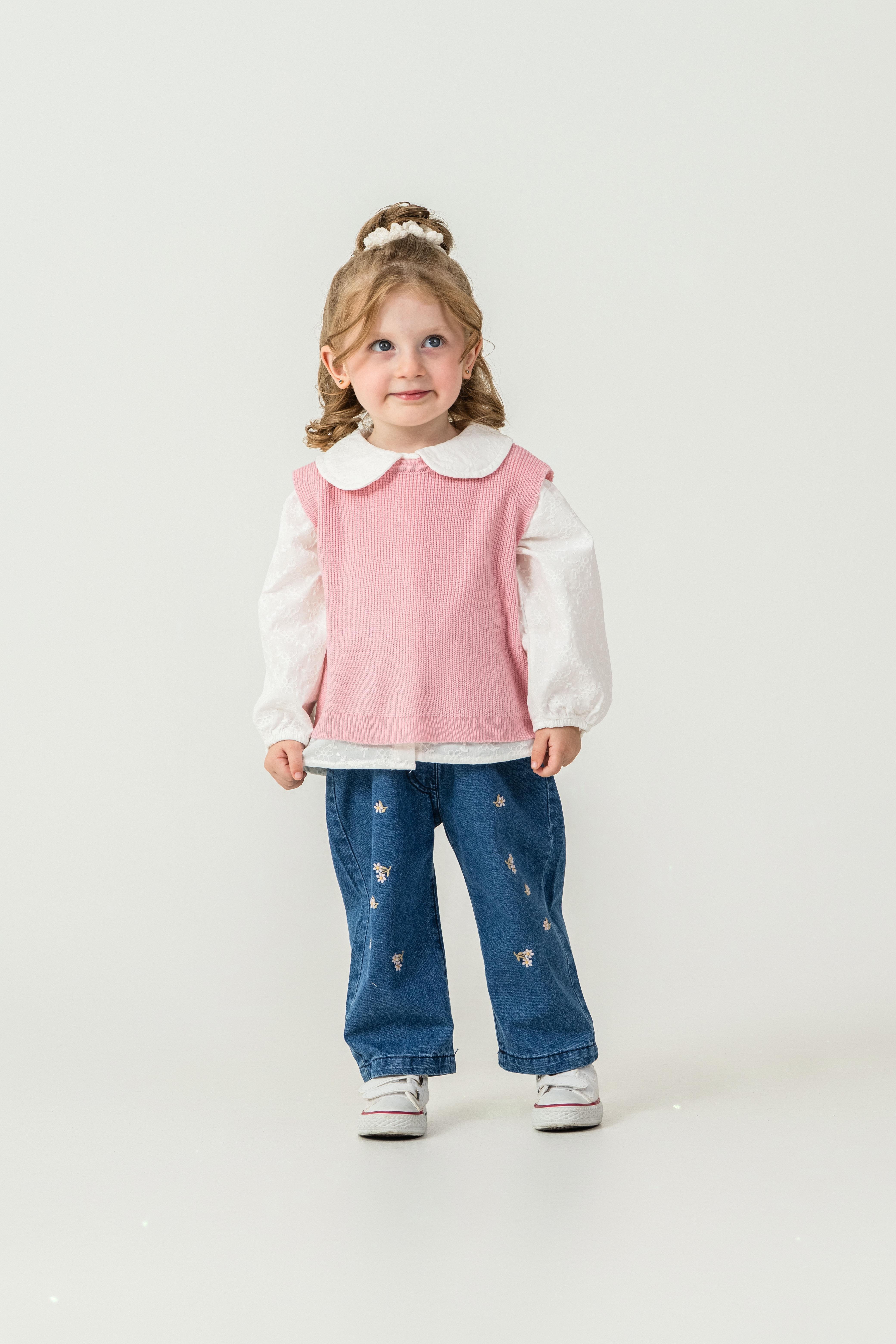 Miniksen Kız Bebek Poplin-Triko Kumaş Üçlü Takım-02205