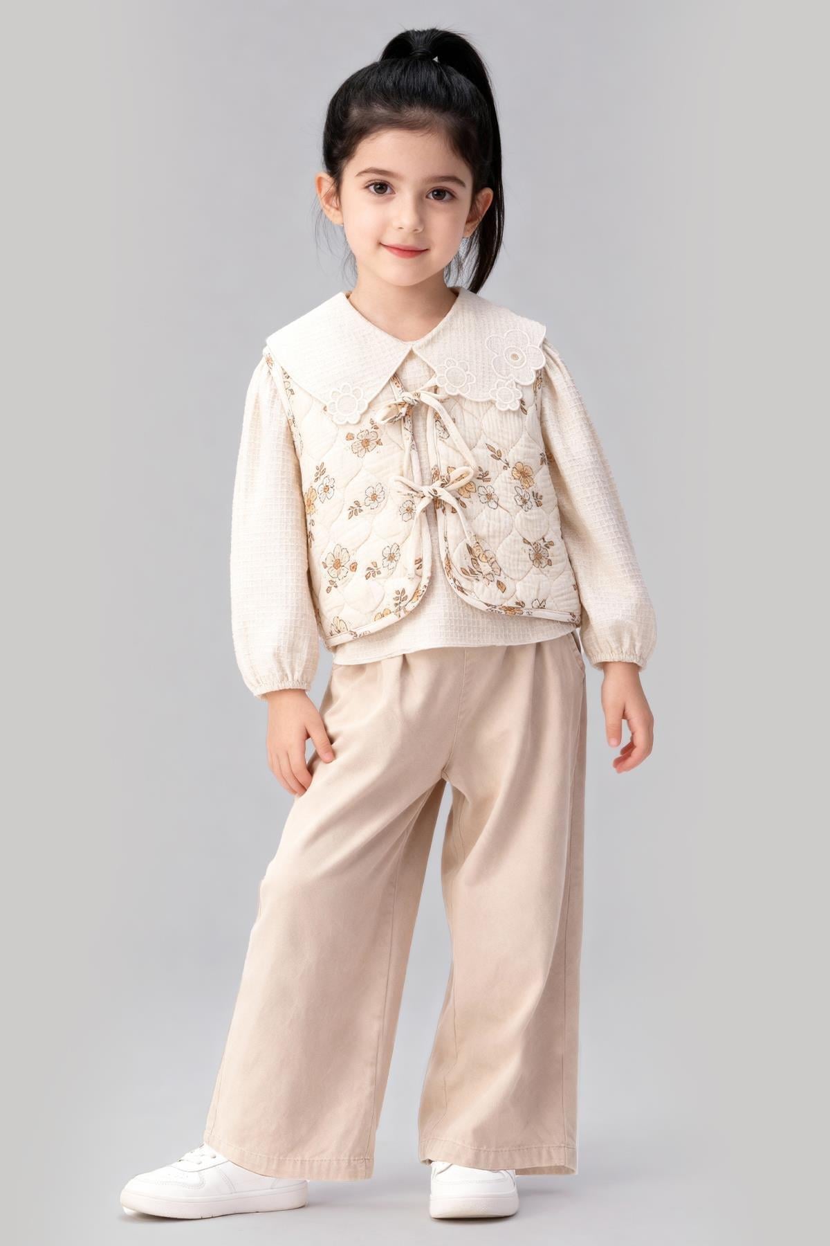 Tuffy Dokulu Keten Kız Çocuk Üçlü Takım-02785