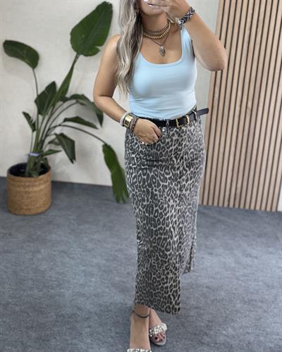 Açık mavi oval yaka kolsuz uzun body