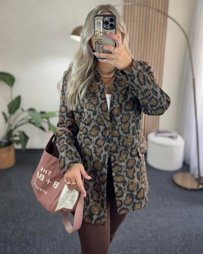 Premium Kalite Leopar Kaşe Ceket
