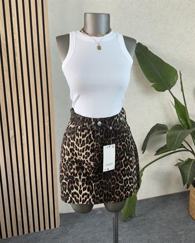 Orjinal Marka Ultra Mini Leopar Desenli Etek