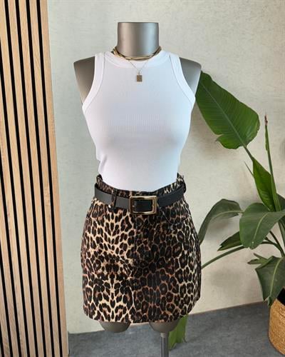 Orjinal Marka Ultra Mini Leopar Desenli Etek