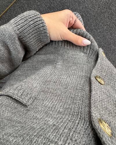 Füme Gold Düğme Detaylı Çelik örme Triko Hırka