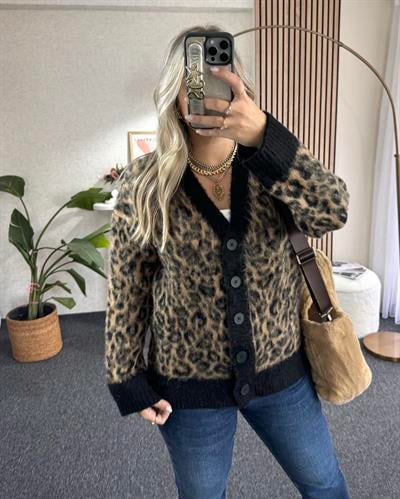 Leopar-Siyah yumoş hırka