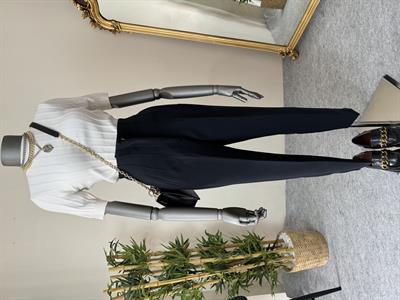 Pens detaylı siyah kumaş pantalon