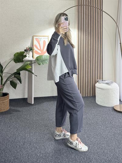 Füme Garnili Oversize Takım