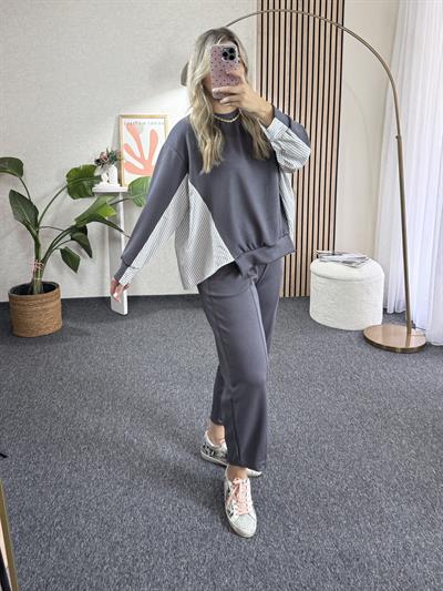 Füme Garnili Oversize Takım