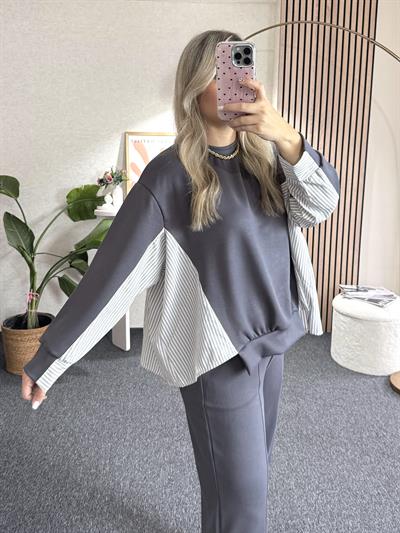 Füme Garnili Oversize Takım