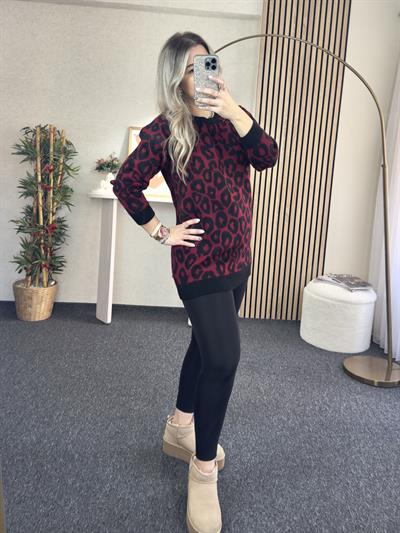BORDO LEOPAR TUNİK KAZAK