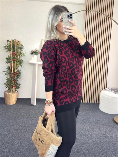 BORDO LEOPAR TUNİK KAZAK