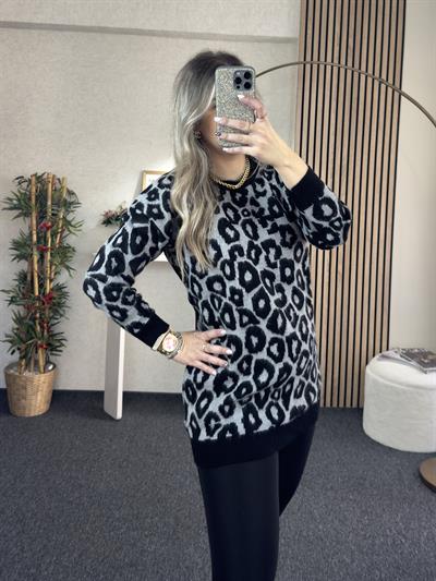 GRİ LEOPAR TUNİK KAZAK