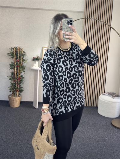 GRİ LEOPAR TUNİK KAZAK