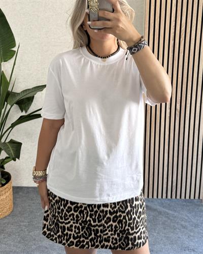 Beyaz karyokalı cotton likralı tshirt