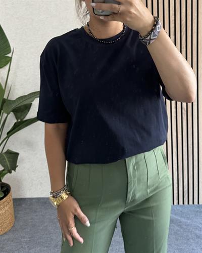 Lacivert karyokalı cotton likralı tshirt