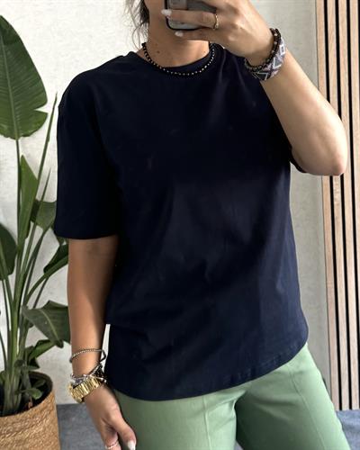 Lacivert karyokalı cotton likralı tshirt