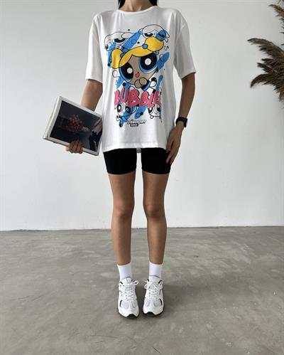 Power girl detaylı pamuklu tshirt
