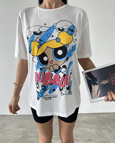 Power girl detaylı pamuklu tshirt