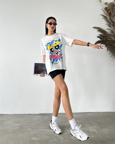 Power girl detaylı pamuklu tshirt