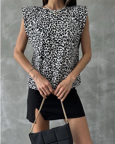 Zebra desenli vatkalı tshirt