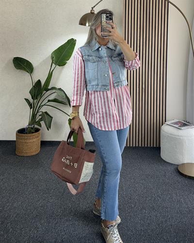 Crop Model Açık Mavi Kot Yelek