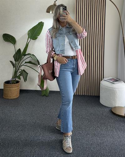 Crop Model Açık Mavi Kot Yelek