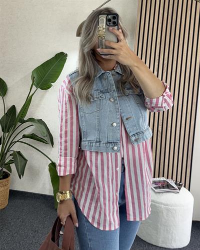 Crop Model Açık Mavi Kot Yelek