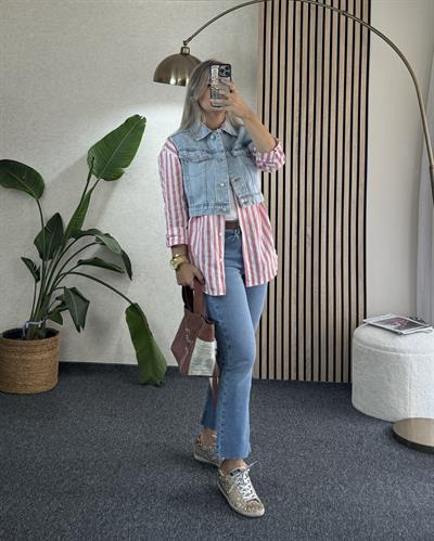 Crop Model Açık Mavi Kot Yelek