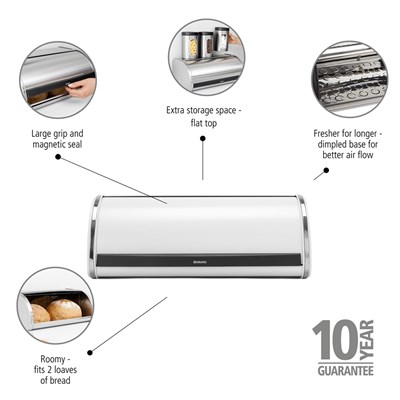 Brabantia Beyaz Yuvarlak Ekmek Kutusu (BRA 236747)