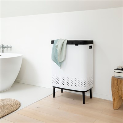 Brabantia Bo Beyaz Plastik Kapaklı Çamaşır Sepeti 2x45 L