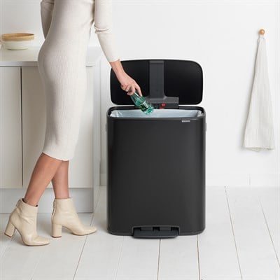Brabantia Bo Matt Black Pedallı Çöp Kutusu 60 L (Plastik İç Kovalı (BRA 211362)