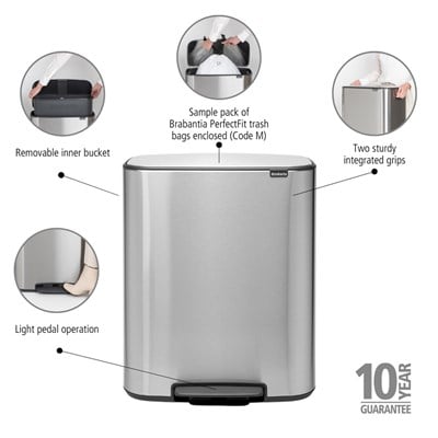 Brabantia Bo Matt Steel Fpp Pedallı Çöp Kutusu 60 L