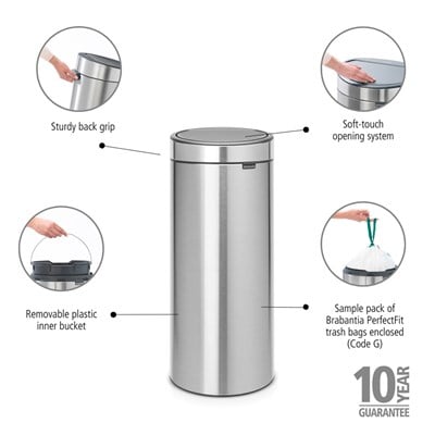 Brabantia Fpp Matt Steel New Dokunmatik Çöp Kutusu 30 L 