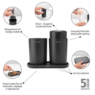 Brabantia Renew Dark Grey 3 Parça Banyo Seti (BRA 280368)