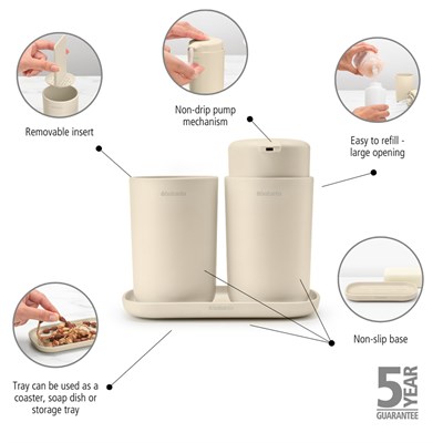Brabantia Renew Soft Beige 3 Parça Banyo Seti 
