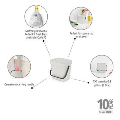 Brabantia Sort ve Go Light Grey Çöp Kutusu 3 L (BRA 213229)