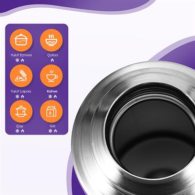 Santeco Kolima 2 Kapaklı Termos 1 L-Mor