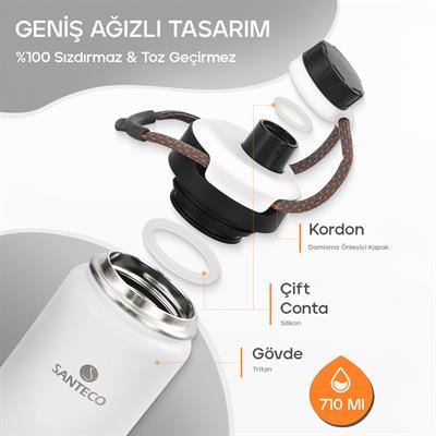 Santeco Ktwo Sporcu Termosu 710 Ml-Beyaz