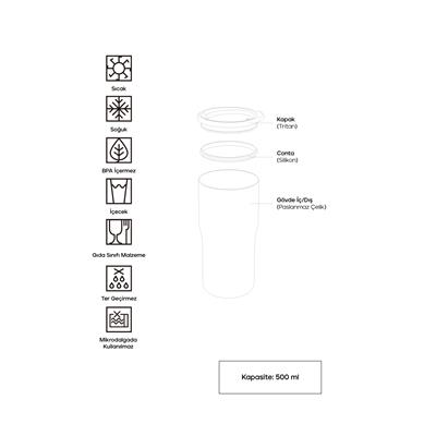 Santeco Nora Termos 500 Ml- Siyah