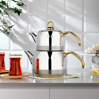 Schafer Ada Çaydanlık Takımı (Orta Boy) 4 Parça-Gold