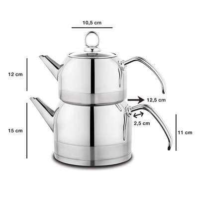 Schafer Ada Metal Çaydanlık Takımı (Büyük) 4 Parça-Inox