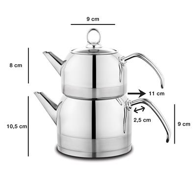 Schafer Ada Metal Çaydanlık Takımı (Küçük) 4 Parça-Inox