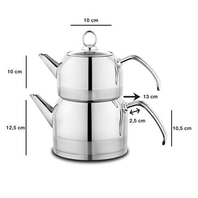 Schafer Ada Metal Çaydanlık Takımı (Orta) 4 Parça-Inox