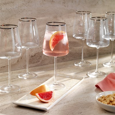 Schafer Alex Ayaklı Kadeh 400 ML 6 Parça-Platin