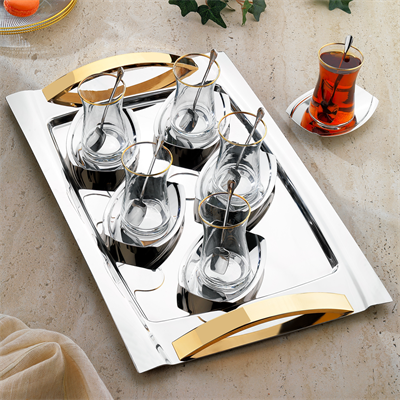 Schafer Allure Çelik Çay Seti 19 Parça-Gold