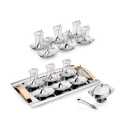 Schafer Allure Çelik Çay Seti 40 Parça-Gold