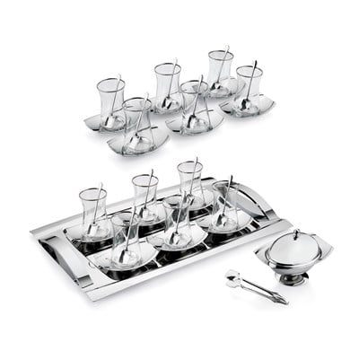Schafer Allure Çelik Çay Seti 40 Parça-Gümüş