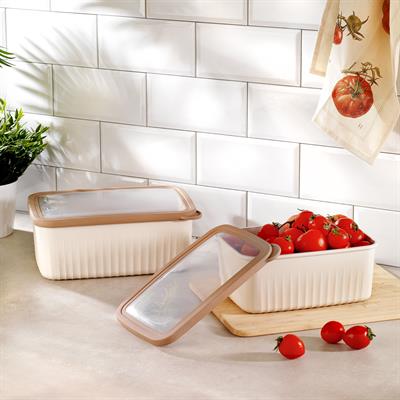 Schafer Ashley 2 li Dikdörtgen Derin Saklama Kabı-Krem