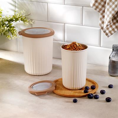 Schafer Ashley 2 li Silindir Saklama Kabı-Krem