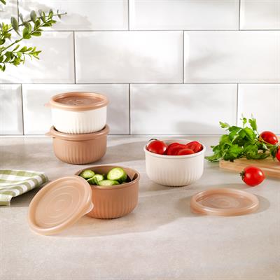 Schafer Ashley 4 lü Yuvarlak Mini Saklama Kabı-Krem